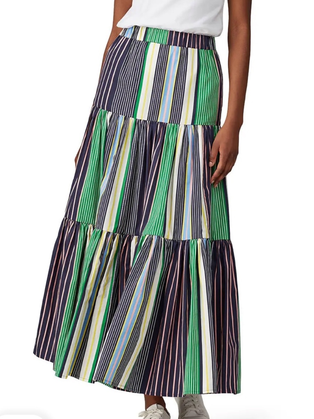 Tory Burch Multicolor Striped Tiered Maxi Skirt